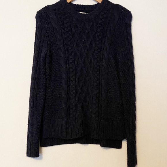 Abercrombie & Fitch Sweaters - Abercrombie & Fitch Cable Knit Crewneck‎ Sweater Womens Size Small Navy Blue
